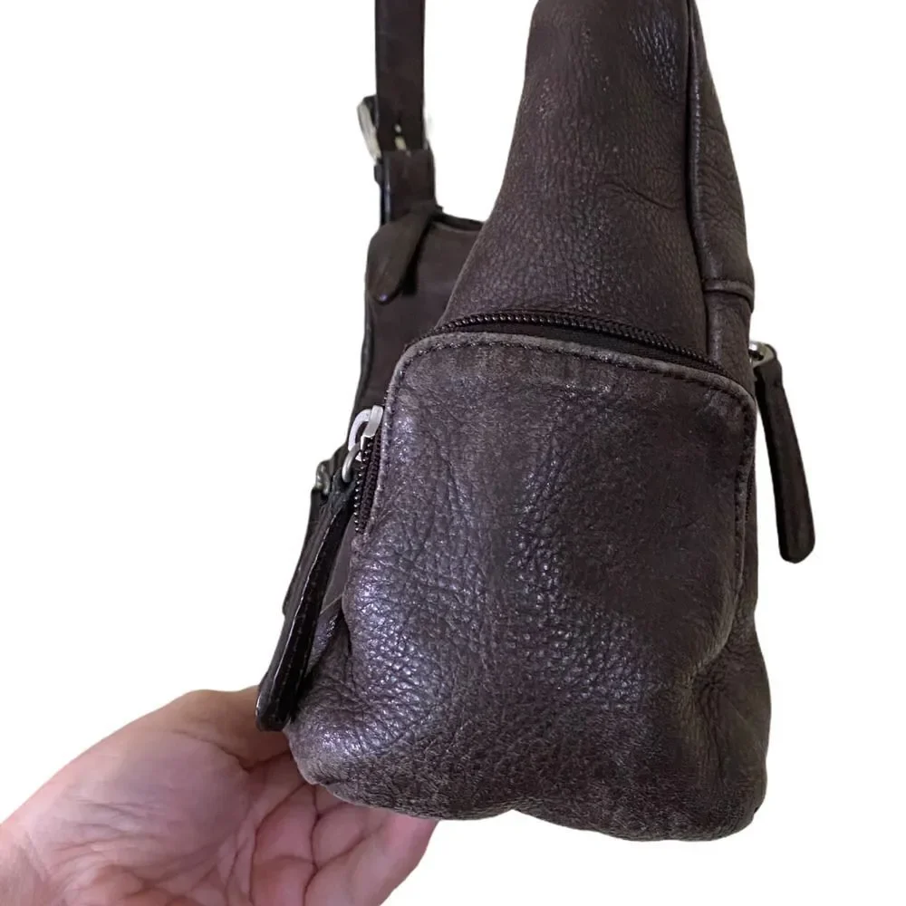 Vintage Stone Mountain Brown Leather Shoulder Bag